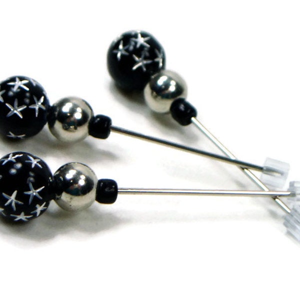 Cross Stitch Counting Pins, Marking Pins, Needlepoint, Black, SIlver, DIY Crafts, TJBdesigns