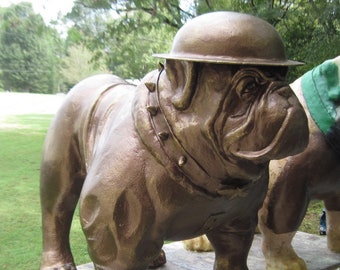 Military Style Large Bulldog Mascot Statue