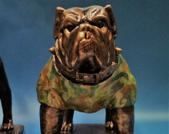 Godfather --- Bulldog Mascot Trophy/Award with Camo Sweater