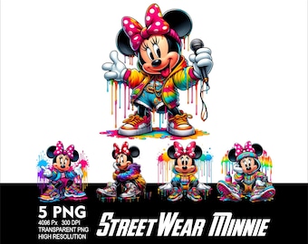 Streetwear Minnie 5 PNG Design for WaterColor Sublimation Png 300DPI High Resolution Png Tshirt Mug Tumpler Streetwear Mouse Design