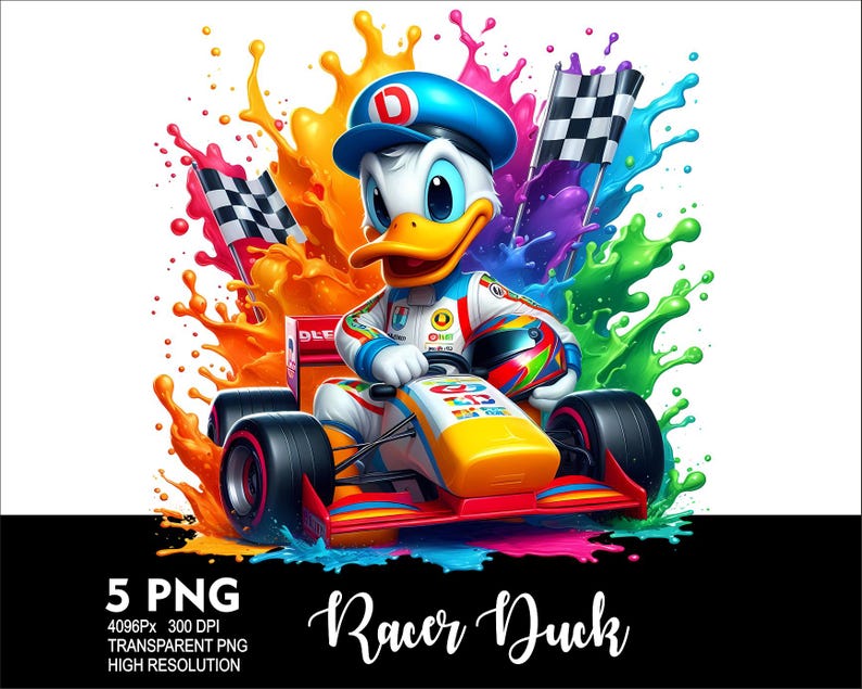 Racer Duck 5 PNG Design for Sublimation Png 300DPI High Resolution Png ...