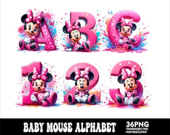 Baby Minnie Alphabet PNG letters Design Mouse Letters Png Baby Font