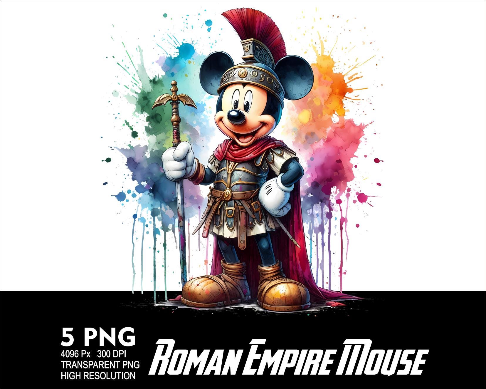 Mickey Mouse Rome Roman Empire Mickey 5 PNG Design for Sublimation Png 300DPI High ...