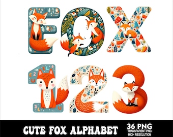 Cute Fox Alphabet PNG letters Design Animals Fox Letters Png Fox Font Png