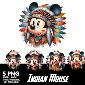 Indian Mickey Mouse 5 PNG-design för sublimering PNG 300 DPI högupplöst PNG-t-shirtmugg Tumpler-mus indisk design bild 1