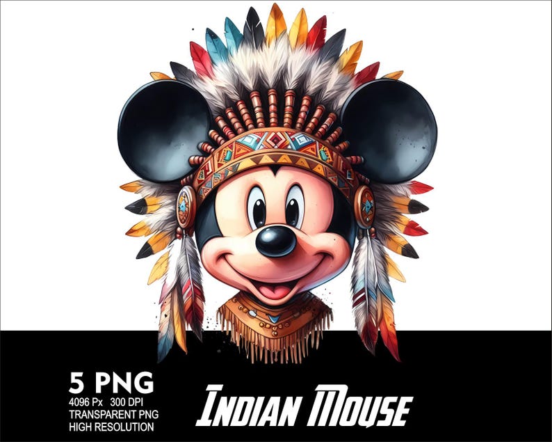 Indian Mickey Mouse 5 PNG-design för sublimering PNG 300 DPI högupplöst PNG-t-shirtmugg Tumpler-mus indisk design bild 5