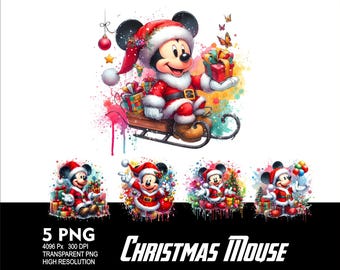 Kerstmuis 5 png-ontwerp voor sublimatie png 300 dpi hoge resolutie png-t-shirtmok Tumpler-muisontwerp