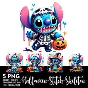 Halloween Stitch Skeleton 5 PNG Design for Sublimation Png 300DPI High Resolution Png Tshirt Mug Tumpler Stitch Halloween Design