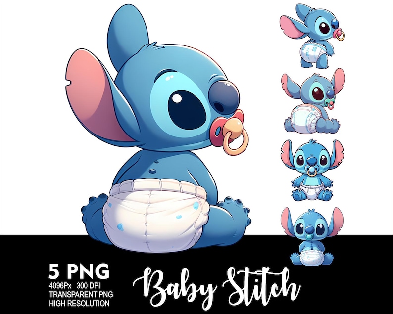 Baby Stitch 5 PNG Design Sublimation Png 300DPI High Resolution Png Tshirt Mug Tumpler Sticker Png Stitch Baby Design image 1