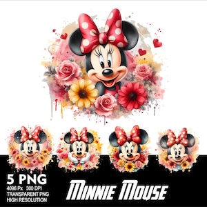 Minnie WaterColor 5 PNG Design for Sublimation Png 300DPI High Resolution Png Tshirt Mug Tumpler Mouse Girl Design