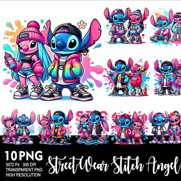StreetWear Stitch and Angel 10 PNG Design for Sublimation Png 300DPI High Resolution Png Tshirt Mug Tumpler Stitch StreetWear Png Design