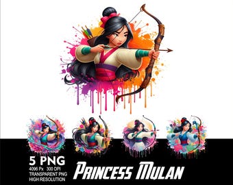 Princess Mulan 5 PNG Design Sublimation Png 300DPI High Resolution Png Tshirt Mug Tumpler Sticker Png Cartoon Mulan Princess Design