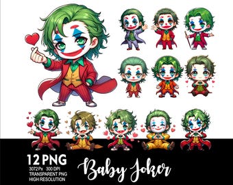 Baby Hero Joker 12 PNG Baby Joker Hero Png 300DPI High Resolution Png Tshirt Mug Tumpler Chibi Baby Boy Joker Design