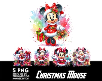 Kerst muis meisje 5 png-ontwerp voor sublimatie png 300 dpi hoge resolutie png tshirt mok Tumpler Minnie ontwerp