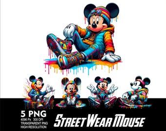 Streetwear Mickey 5 PNG Design for WaterColor Sublimation Png 300DPI High Resolution Png Tshirt Mug Tumpler Streetwear Mouse Design v3