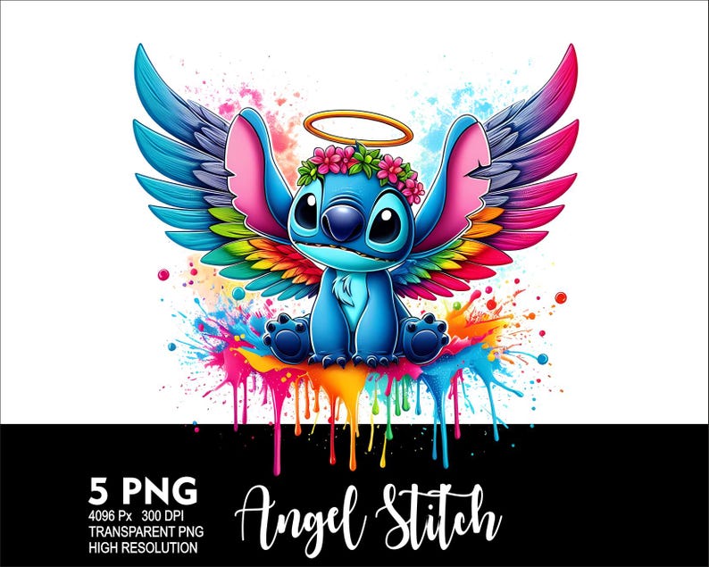 Angel Stitch Wing 5 PNG Design for Sublimation Png 300DPI High ...