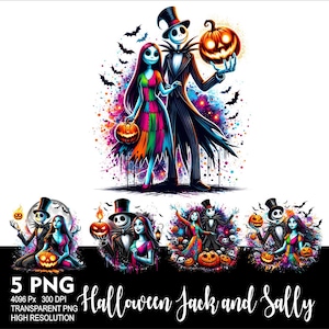 Halloween Jack and Sally 5 PNG Design for Sublimation Png 300DPI High Resolution Png Tshirt Mug Tumpler Design Jack Sally