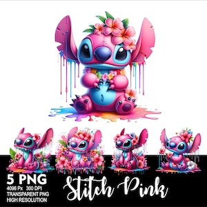Stitch Pink Girl 5 PNG Design for Sublimation Png 300DPI High Resolution Png Tshirt Mug Tumpler Stitch Pink Design