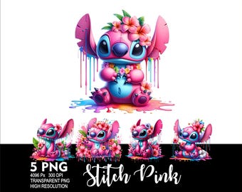 Stitch Pink Girl 5 PNG Design for Sublimation Png 300DPI High Resolution Png Tshirt Mug Tumpler Stitch Pink Design
