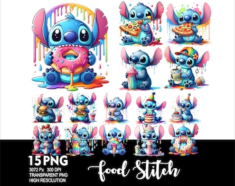 Stitch Food 15 PNG Design for Sublimation Png 300DPI High Resolution Png Tshirt Mug Tumpler Stitch IceCream Burger Milkshake Png Design