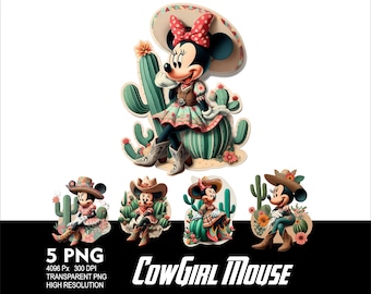 CowGirl Minnie 5 PNG Design for Sublimation Png 300DPI High Resolution Png Tshirt Mug Tumpler Mouse Girl Design
