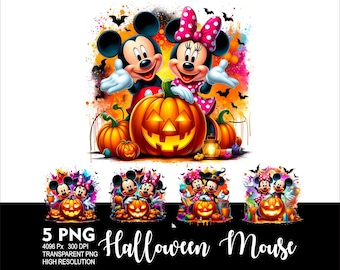 Halloween Mouse 5 PNG Design for Sublimation Png 300DPI High Resolution Png Tshirt Mug Tumpler Mouse Design Mickey and Minnie