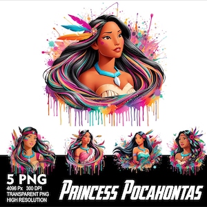 Princess Pocahontas 5 PNG Design Sublimation Png 300DPI High Resolution Png Tshirt Mug Tumpler Sticker Png Pocahontas Princess Girl Design