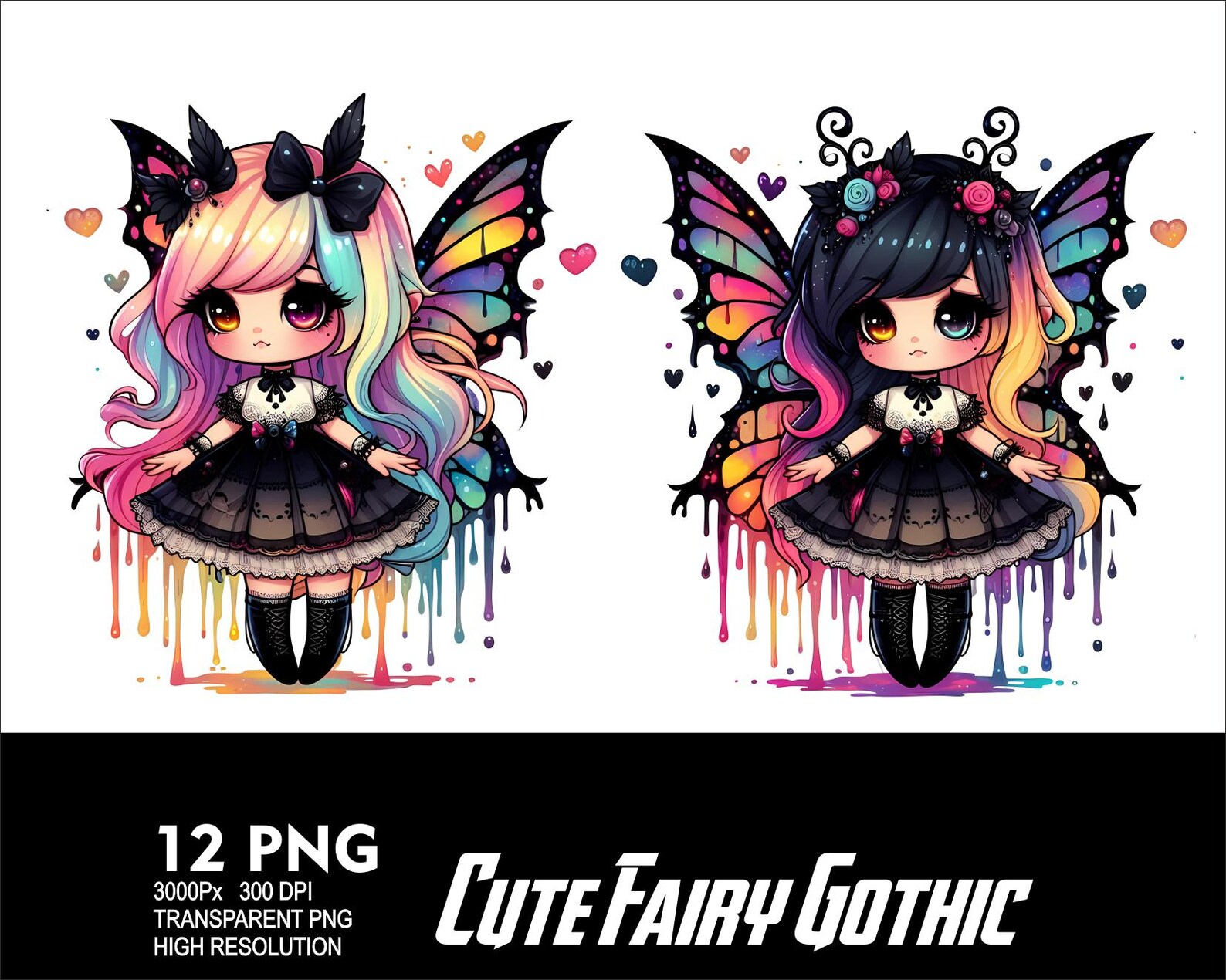 12 PNG Gothic Cute Fairy Png Design for Sublimation Png 300DPI High ...