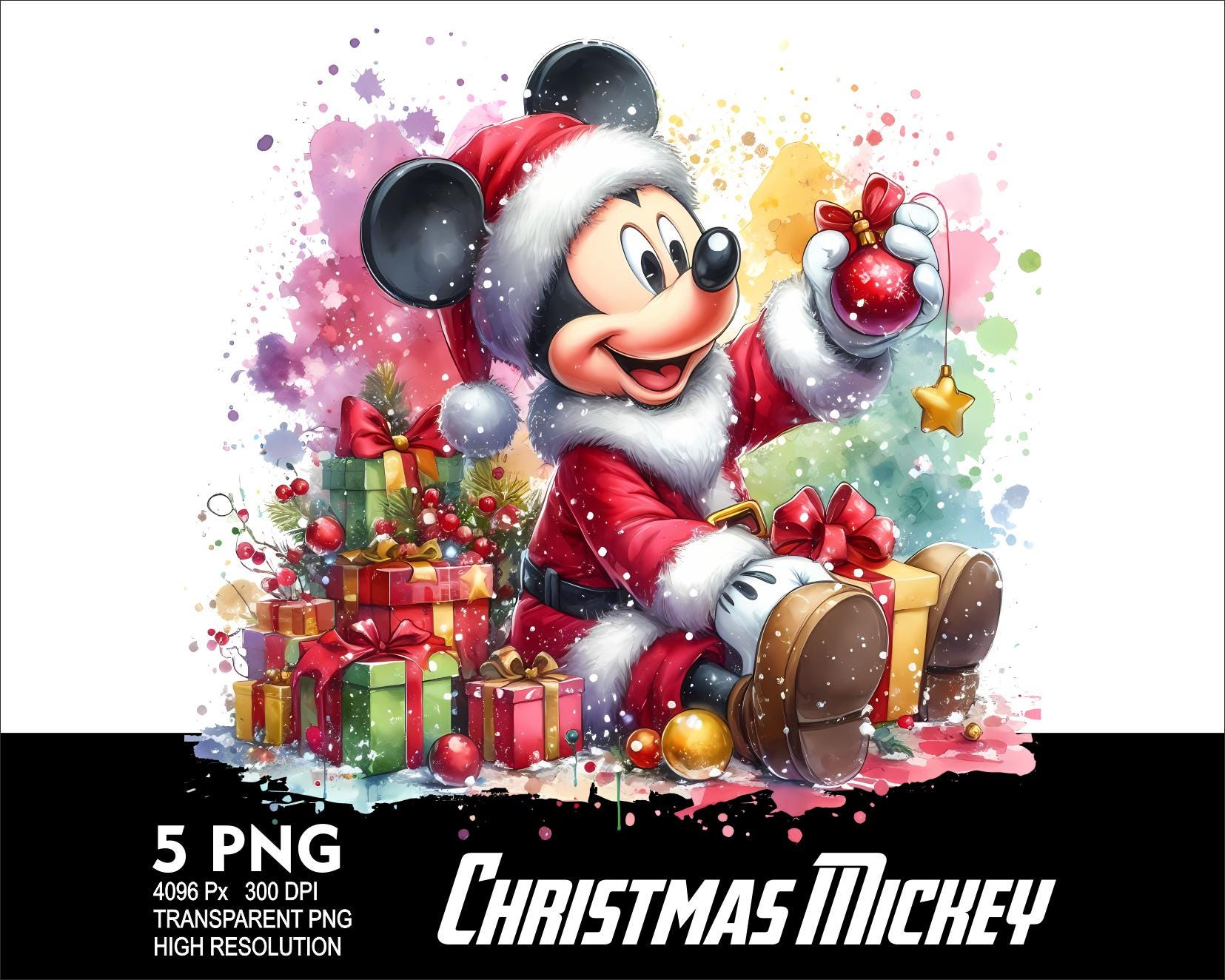 Diseño PNG de Mickey Mouse navideño (5 unidades) para sublimación. PNG ...