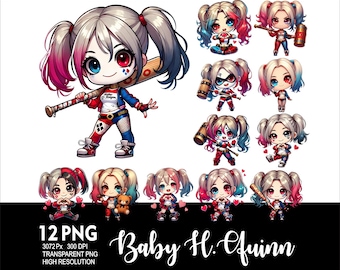 Baby hero Girl Quinn 12 PNG Baby Girl Hero Png 300DPI High Resolution Png Tshirt Mug Tumpler Chibi Harley Baby Girl Design