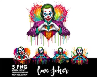 Love Joker 5 PNG Mouse Design for Sublimation Png 300DPI High Resolution Png Tshirt Mug Tumpler Hero Joker Design Png