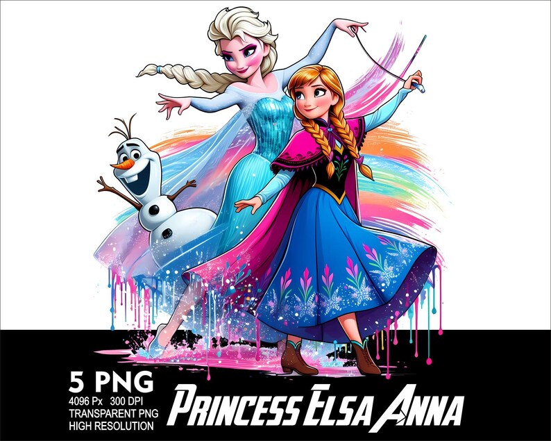 Elsa Text Princess Elsa and Anna 5 PNG Design Sublimation Png 300DPI High ...