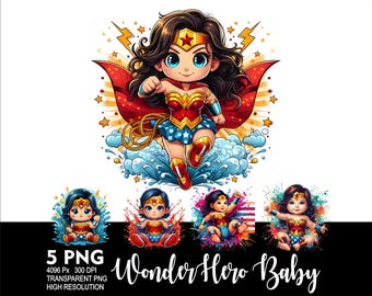 Hero Girl Wonder Baby 5 PNG Baby Costume Design for Sublimation Png 300DPI High Resolution Png Tshirt Mug Tumpler Baby Hero Design