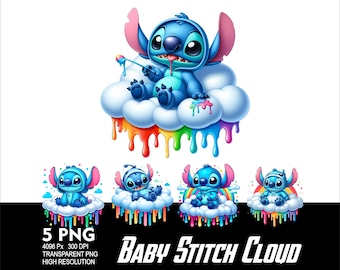 Baby Stitch Cloud 5 PNG Design Sublimation Png 300DPI High Resolution Png Tshirt Mug Tumpler Sticker Png Stitch Baby Design
