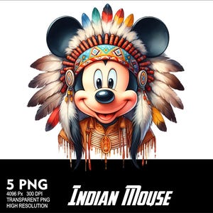 Indian Mickey Mouse 5 PNG-design för sublimering PNG 300 DPI högupplöst PNG-t-shirtmugg Tumpler-mus indisk design bild 2
