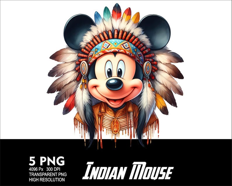 Indian Mickey Mouse 5 PNG-design för sublimering PNG 300 DPI högupplöst PNG-t-shirtmugg Tumpler-mus indisk design bild 2