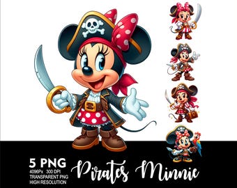 Pirate Minnie 5 PNG Design Clipart for Sublimation Png 300DPI High Resolution Png Tshirt Mug Tumpler Pirates Mouse Design