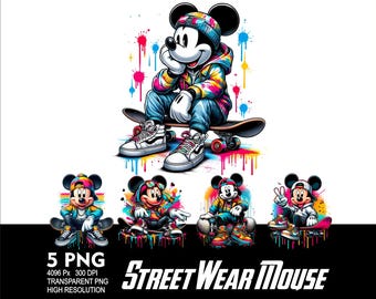 Streetwear Mickey 5 PNG Design for WaterColor Sublimation Png 300DPI High Resolution Png Tshirt Mug Tumpler Streetwear Mouse Design v2