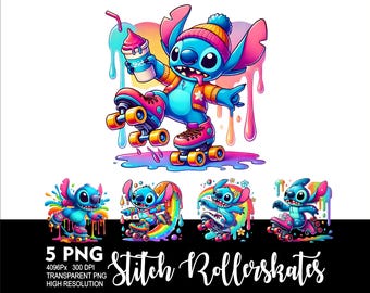 Stitch Rollerskates 5 PNG Design for Sublimation Png 300DPI High Resolution Png Tshirt Mug Tumpler Sticker Png Rollerskates Stitch Design