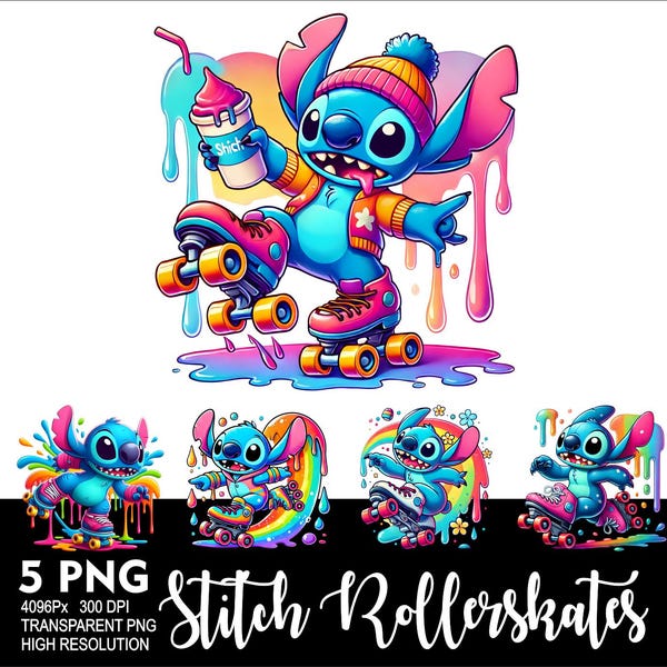 Stitch Rollerskates 5 PNG Design for Sublimation Png 300DPI High Resolution Png Tshirt Mug Tumpler Sticker Png Rollerskates Stitch Design