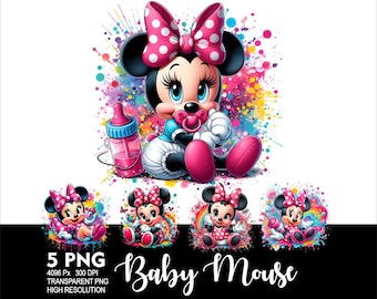 Baby Minnie 5 PNG Design for Sublimation Png 300DPI High Resolution Png Tshirt Mug Tumpler Baby Mouse Design