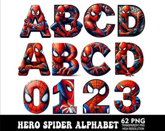 Suoerhero Spider Alphabet PNG letters Design Spider Letters Png Party Spider Font