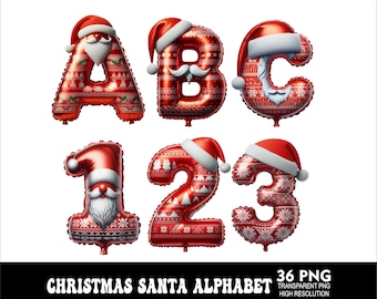 Kerstman alfabet png-letters Ontwerp kerstman letters png Kerstfeest lettertype png