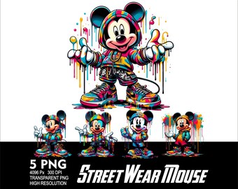 Streetwear Mickey 5 PNG Design for WaterColor Sublimation Png 300DPI High Resolution Png Tshirt Mug Tumpler Streetwear Mouse Design v1