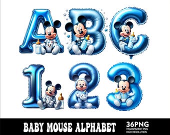 Baby Mickey-alfabet PNG-letters Ontwerp muisletters Png-lettertype