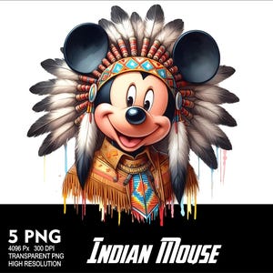 Indian Mickey Mouse 5 PNG-design för sublimering PNG 300 DPI högupplöst PNG-t-shirtmugg Tumpler-mus indisk design bild 3
