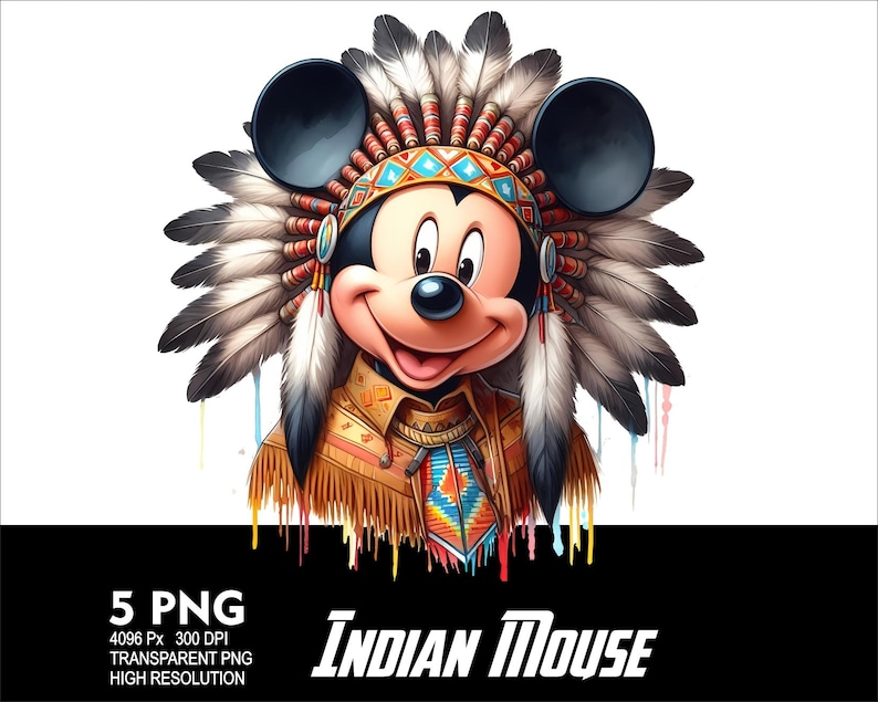 Indian Mickey Mouse 5 PNG-design för sublimering PNG 300 DPI högupplöst PNG-t-shirtmugg Tumpler-mus indisk design bild 3