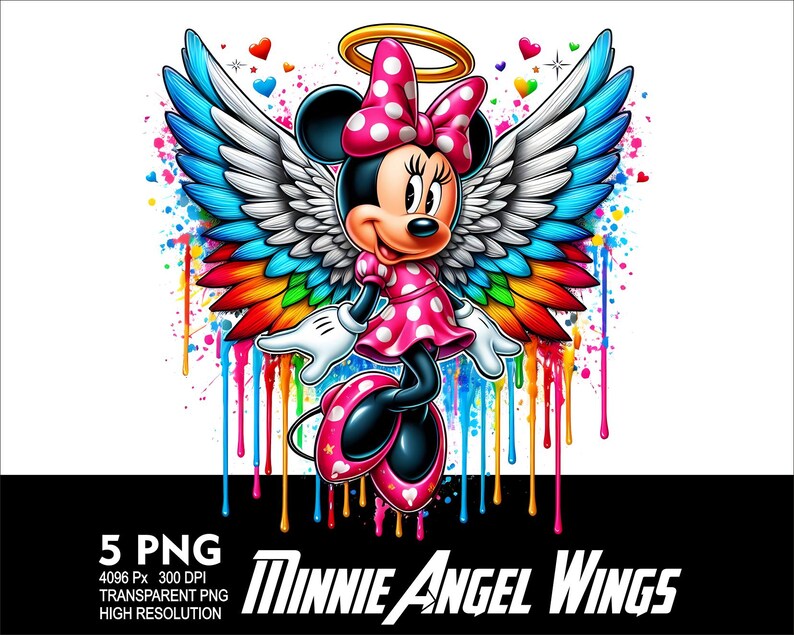 Angel Wing Minnie 5 PNG Design for Sublimation Png 300DPI High ...