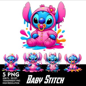 Stitch Baby Pink 5 PNG Design Sublimation Png 300DPI High Resolution Png Tshirt Mug Tumpler Sticker Png Baby Stitch Design