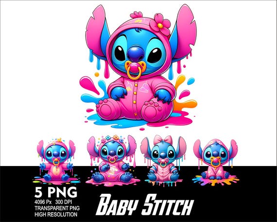 Stitch Baby Pink 5 PNG Design Sublimation Png 300DPI High